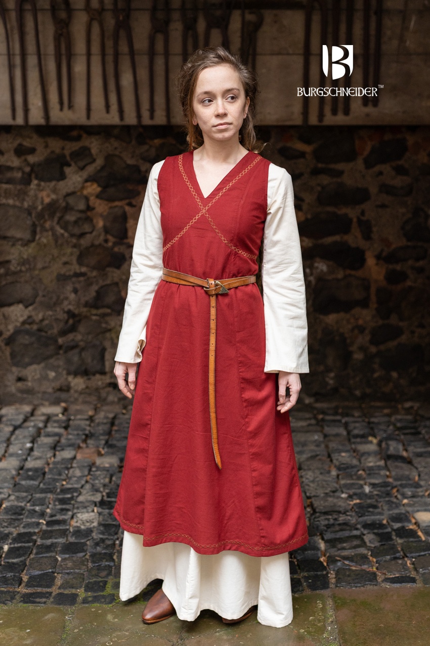Red Burgschneider Khara Renaissance dress sold at The Clothier&rsquo;s House.